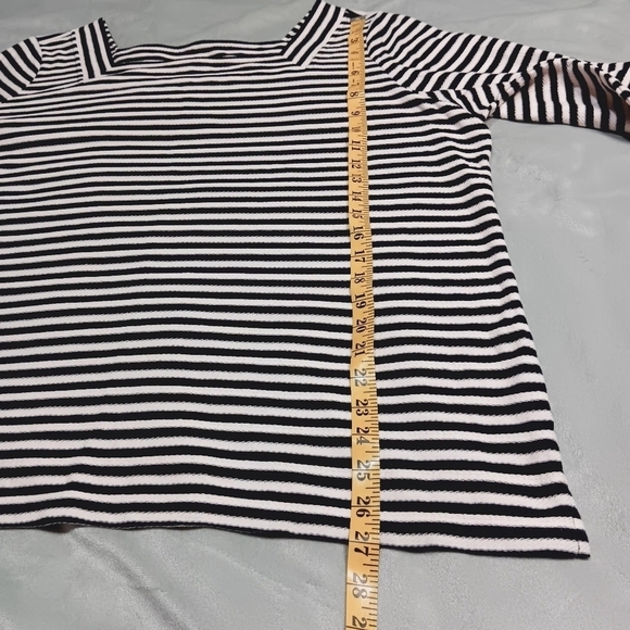 Talbots Women’s Square Neck 3/4 Sleeve Top Navy/White Striped 2X - Picture 4 of 7